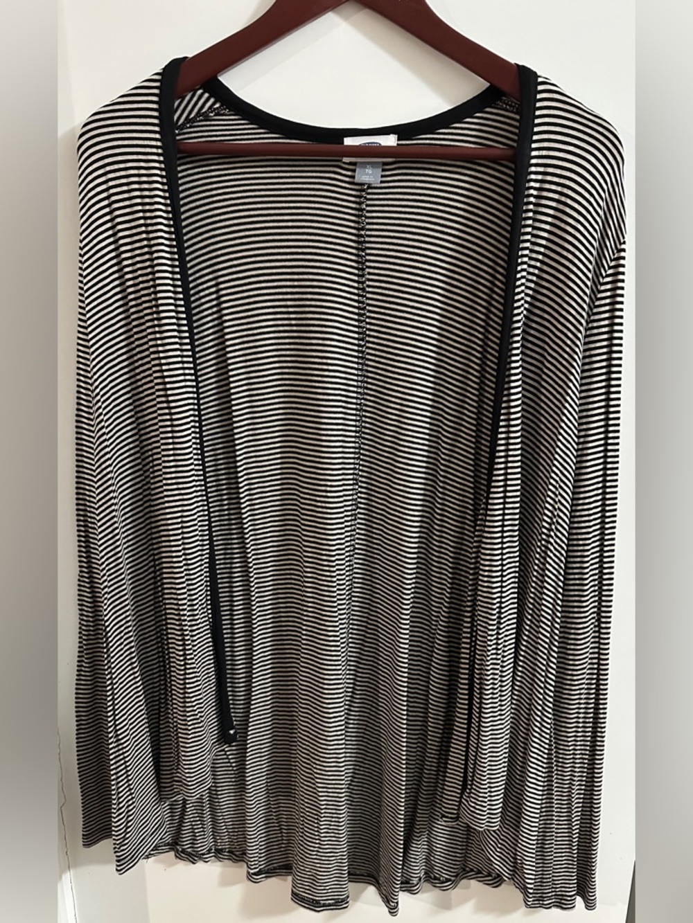Old Navy Black and White Striped Open-Front Cardigan